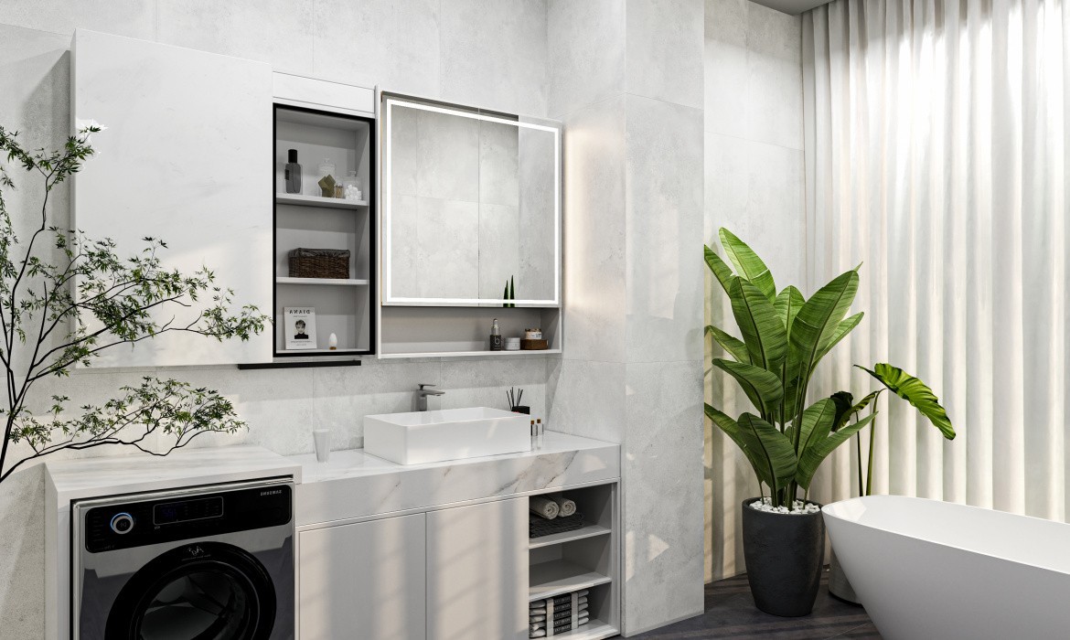 Дизайн ванной комнаты с серой плиткой: элегантность и универсальность