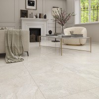 Керамогранит Travertine Bianco цвет керамогранитной плитки Бежевый